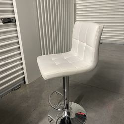 Modern White Adjustable Bar Stools (Set of 2)