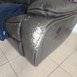 Electric Reclining with USB charger Leather Ripped Couch