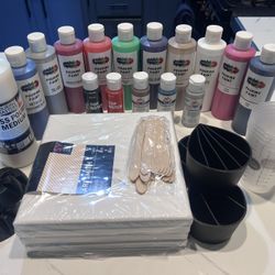 Acrylic Pouring Paint Kit – Complete Set w/ Canvases