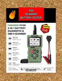Fascheck FC100 2-in-1 Battery Diagnostic & OBD II Scanner