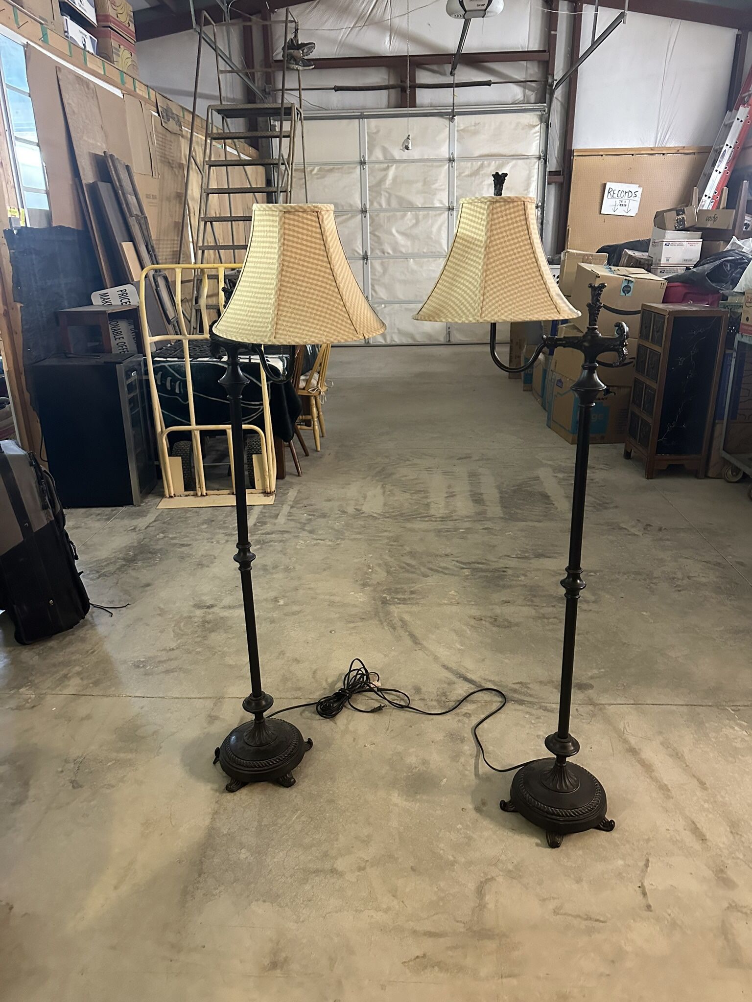 Matching Floor Lamps w/Silk Shades