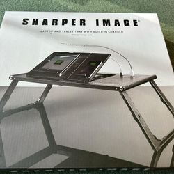 Sharper Image Laptop Tablet Tray With Built-in Charger 