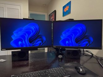 Lenovo 24” Monitors (2) with Dual Arms