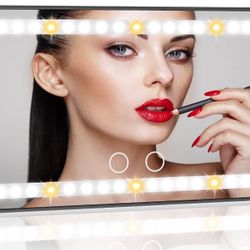 New Car Vanity Mirror, Car Mirror Visor with Light, Makeup Mirror for Car Visor Rechargeable