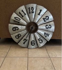 Galvanized Metal Windmill Wall Clock