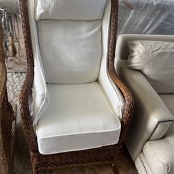 Wicker Rocking Chair With Custom Made Cushions 
