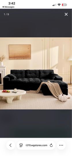 Modular Sectional Sofa, 102" L-Shaped Corduroy Couch, Set of Soft Upholstered