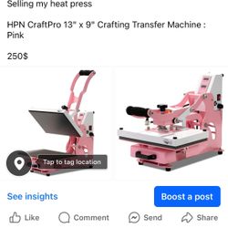 HEAT PRESS  HPN CraftPro 13" x 9" Crafting Transfer Machine : Pink