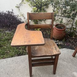 Vintage Solid Genuine Wood Antique Nostalgic School College Academic Desk Chair For Restoration DIY 