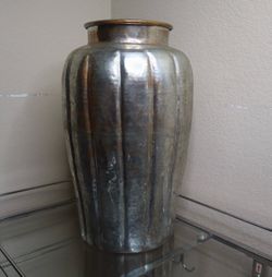 Large Gibson Hammered Silver and Copper Floor Vase