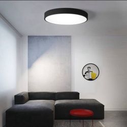 New Modern LED Ceiling Lights Flush Mount 24 Inch Round Flush Mount Light Fixture 48W Black Ceiling