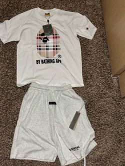 BAPE T-Shirt and Fear of God Essentials Shorts Summer outfit Size M/L available