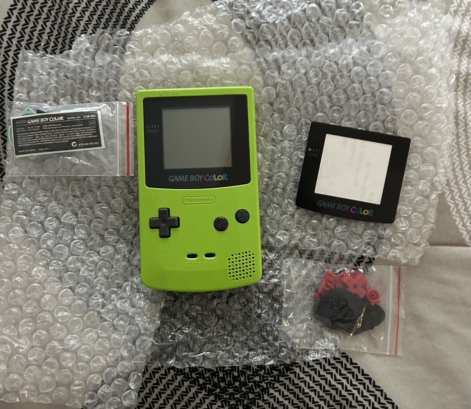 EMPTY Gameboy Color Green shell with additional stuff