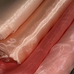 Coral/ Peach Organza Sheer Fabric 