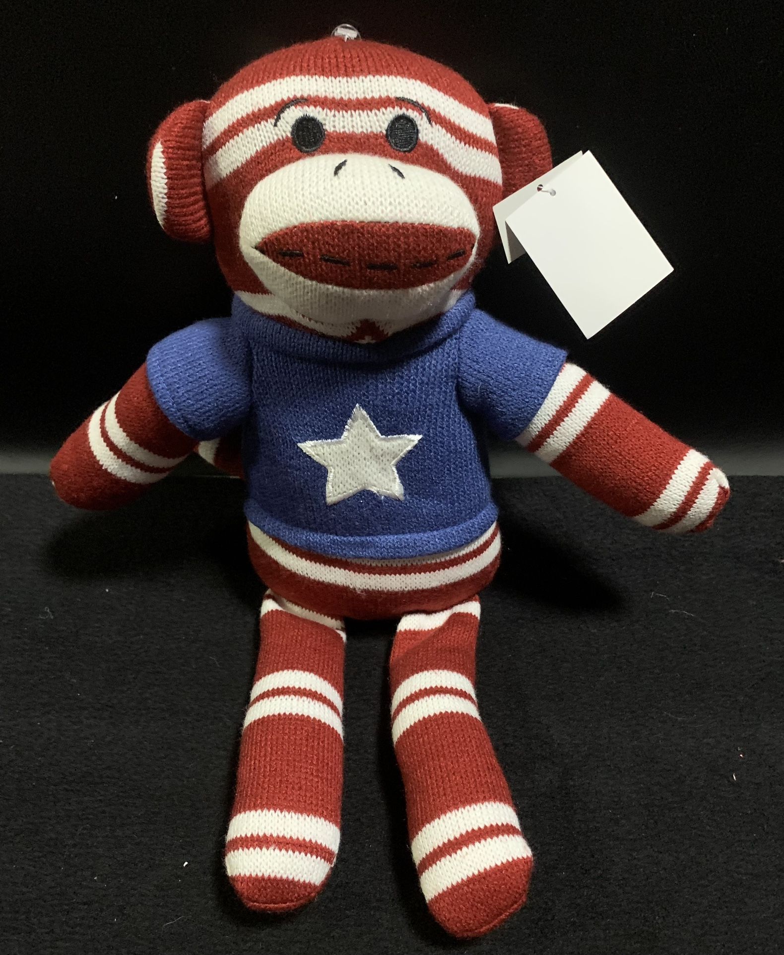 New Dan Dee Collectors Choice 16” Patriotic 4th of July Red White Blue Star Stripes Sock Monkey plush 