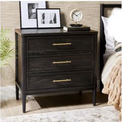 Oaklee 3 Drawer Nightstand with USB, Charcoal Finish , New 