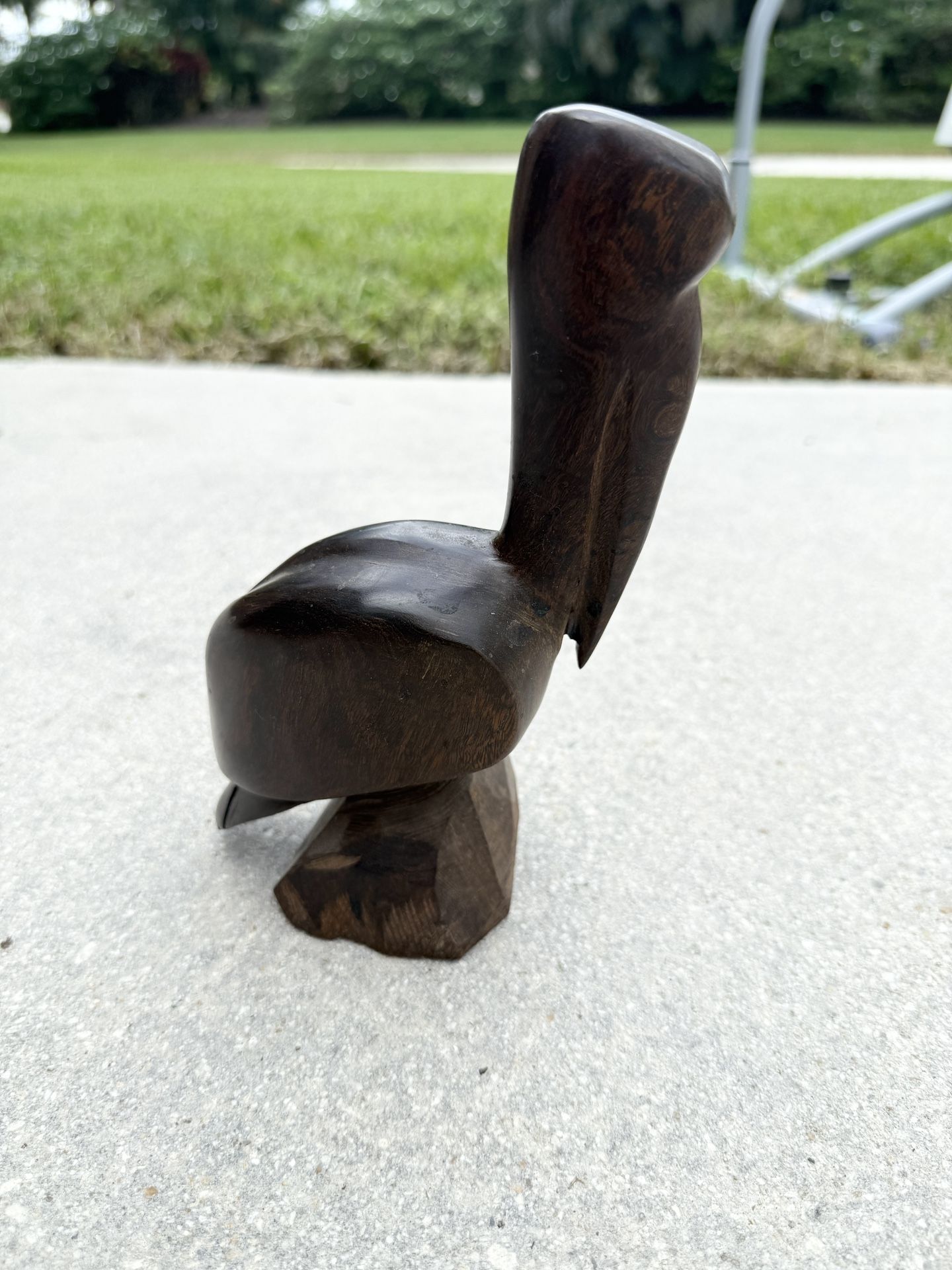 Vintage Ironwood Sculpture of a Hand carved Pelican