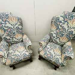 Set of Two Bespoke Wingback Chairs