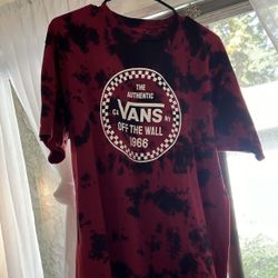 The Authentic Vans Off The Wall 1966 Red Black Tie-dye Tshirt 