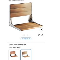 Moen Teak Wood Shower Chair Silver