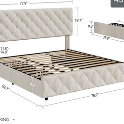 King Size Storage Bed Frame.  Brand New!  White   