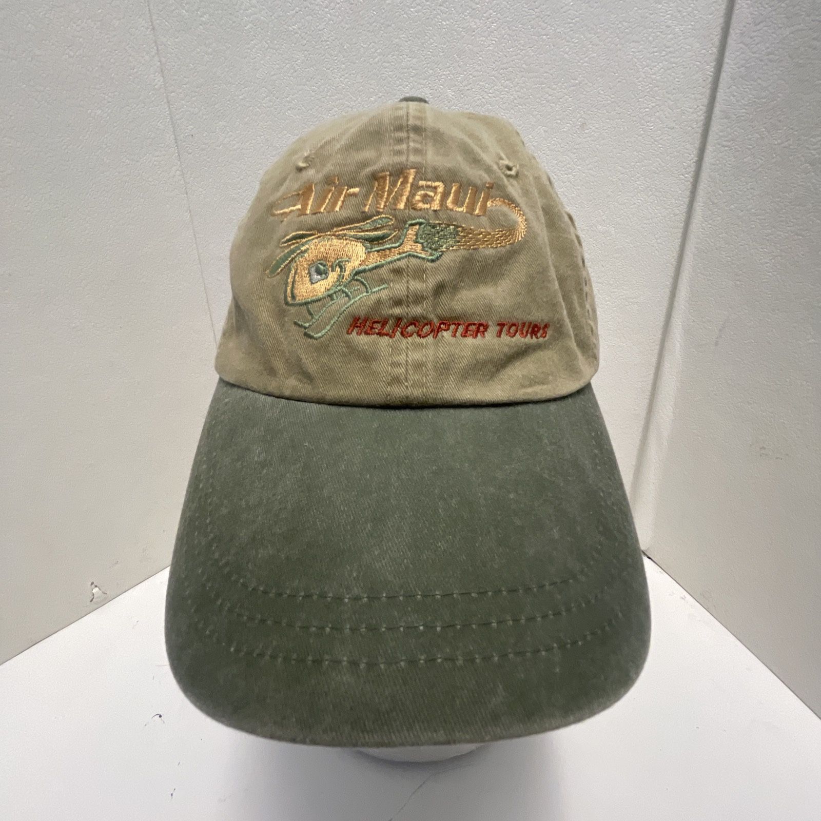 Vintage Air Maui Helicopter Tours Hawaii HI Leather StrapBack Hat Cap OSFA
