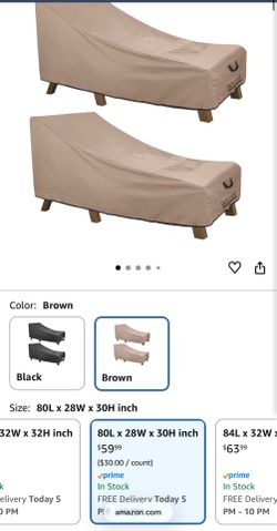 ULTCOVER 2 pack Chaise Lounge Cover Brown 80L x 28W x 30H inch