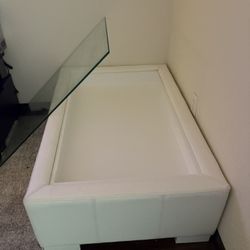 White Glass Ottoman 