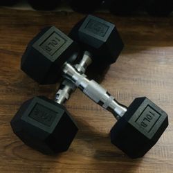 Brand New Pair Of 10 Lbs Rubber Hex Dumbbells