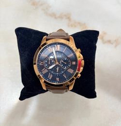 Fossil Grant Chronograph Men's Watch, Brown Leather Strap, FS5061