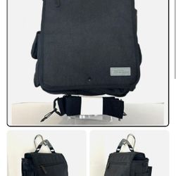Bella Russo 14" Canvas Messenger Bag Black Shoulder Organizer Pockets New