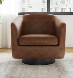 
Contemporary Coffee Faux Leather Upholstered 360° Swivel Accent Arm Chair(Set of 1)