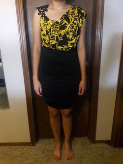 Yellow and black dress
