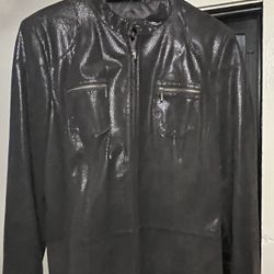$55 “FALL” XL  Genuine  Leather Short Brown Textured Jacket (coat)