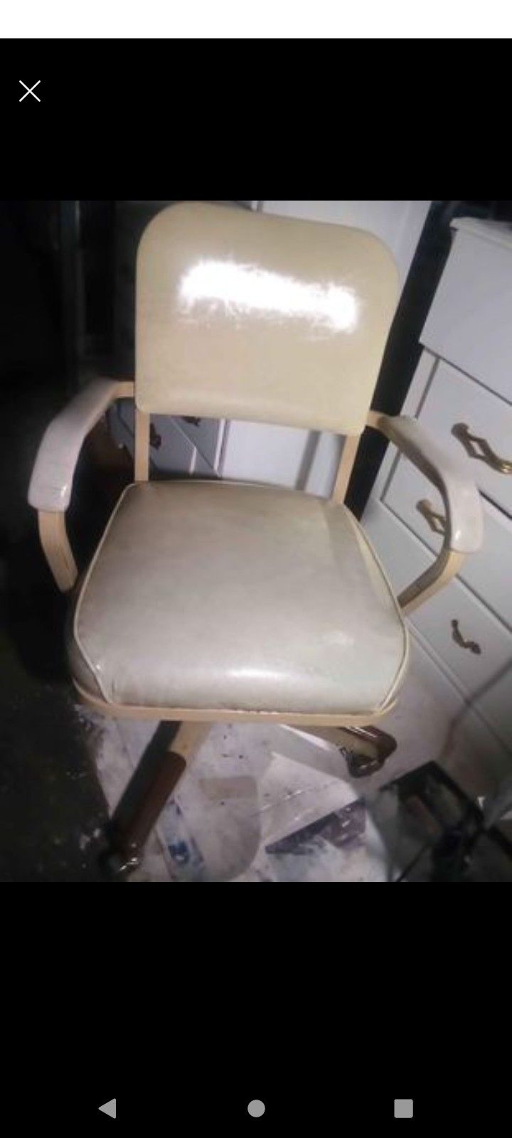 Vintage Office Chair Metal Frame Leather Seat And Back