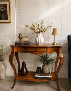 Refinished Vintage Console Table – Warm Walnut Finish