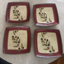 4-Dishes, Microwave & Dishwasher Safe. Hand Painted. 