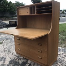 Mid Century Danish Hidden Desk Secretary Desk Dresser Vintage Mcm 