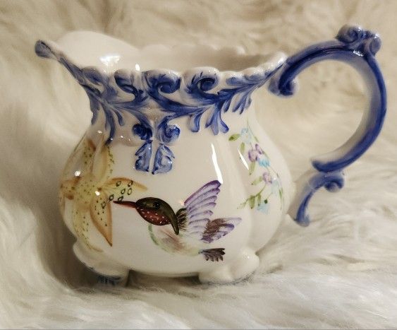 Vintage Ceramic Hummingbird Beautiful Fine China Creamer/ Or Decorative Vase