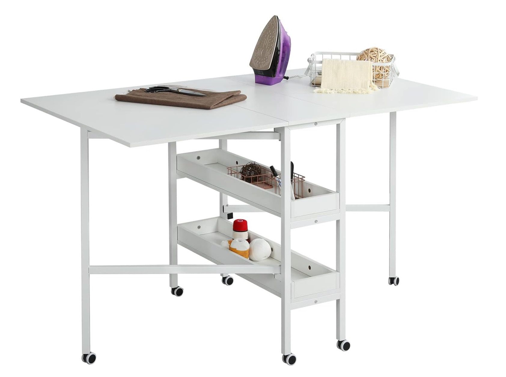MELLCOM Home Hobby Craft Table with Storage Shelves