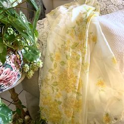 Vintage 1960's - 70's Hygiene Industries yellow flowers powder shower curtains