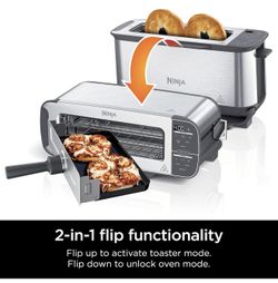Ninja® Foodi™ 2-in-1 Flip Toaster, 2-Slice Toaster, Compact Toaster Oven, Broil, Snack Maker, 1500 Watts