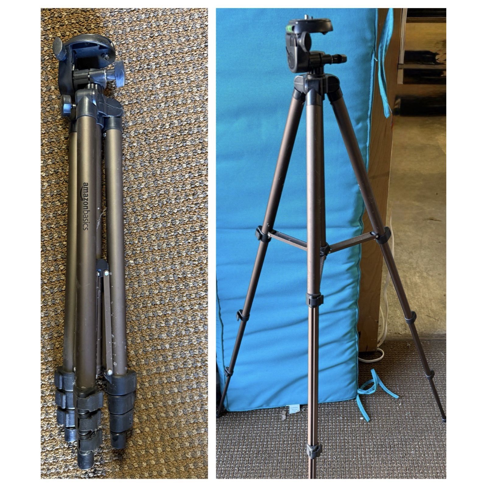 Amazon Basics 50” Lightweight Portable Camera Mount Tripod Stand, no bag. See all pics 