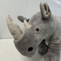  Melissa & Doug Grey Preowned Plush Stuffed Rhinoceros Animal