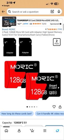 Moric 128GB Micro SD Cards 2-Pack