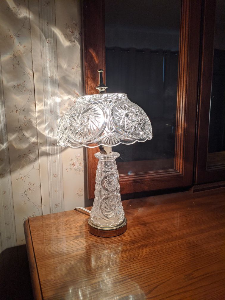 2 vintage antique crystal lamps