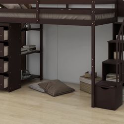 Free Wood Twin Loft Bed With Storage Must Pick Up In Naperville 