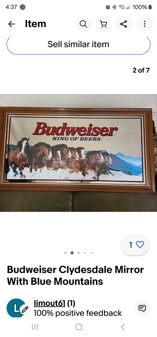 Budweiser Mirror Perfect For Man Cave