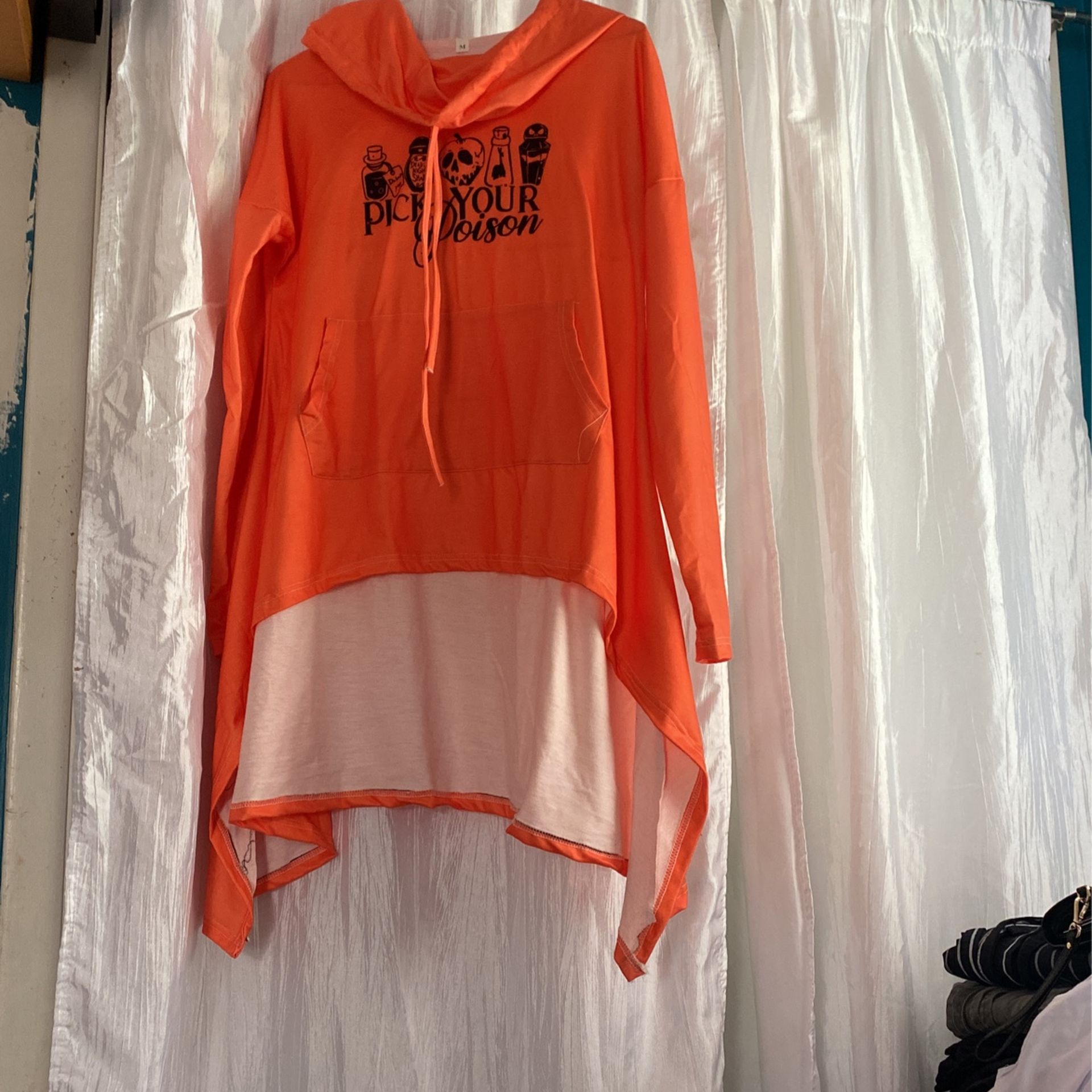 Letters Print Hoodies Halloween Oranges size M