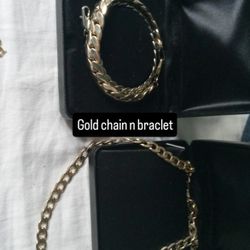 Gold Plated Chain And Bracelet